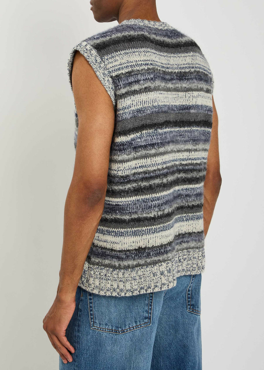 The Elder Statesman Striped-knit Cashmere-blend Vest Multicoloured 1