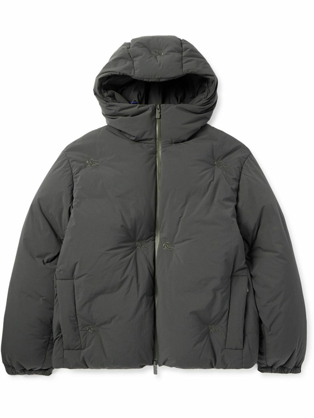 Photo: Burberry - Logo-Embroidered Quilted Shell Hooded Down Jacket - Gray