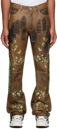 Who Decides War Brown Garden Glass Leather Pants