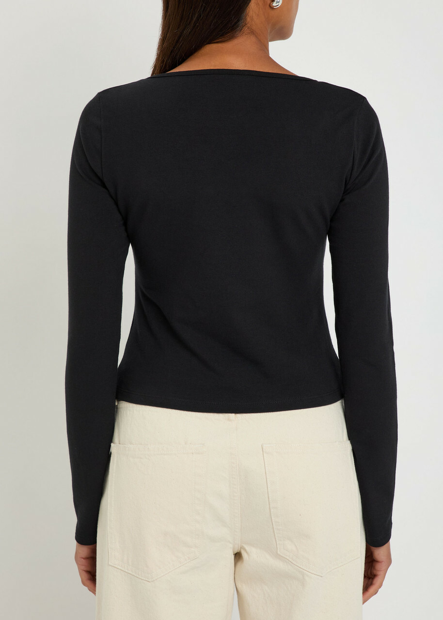 Reformation Silas Knotted Stretch-cotton top Black