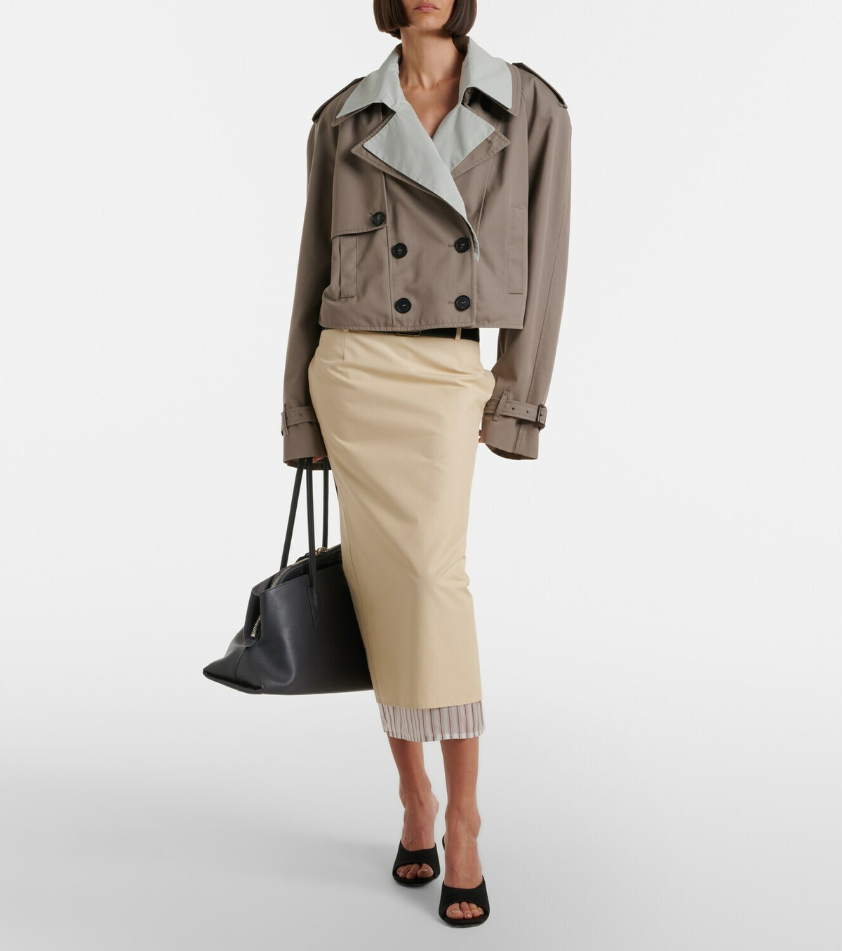 The Attico Cropped gabardine trench coat
