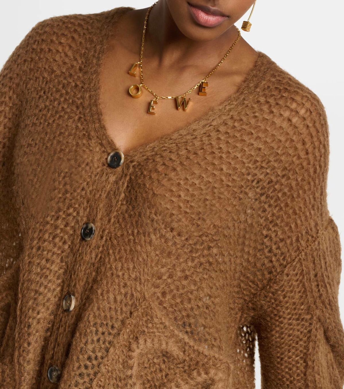 LOEWE ブラウン Vネック カーディガン LOEWE ブラウン Vネック カーディガン