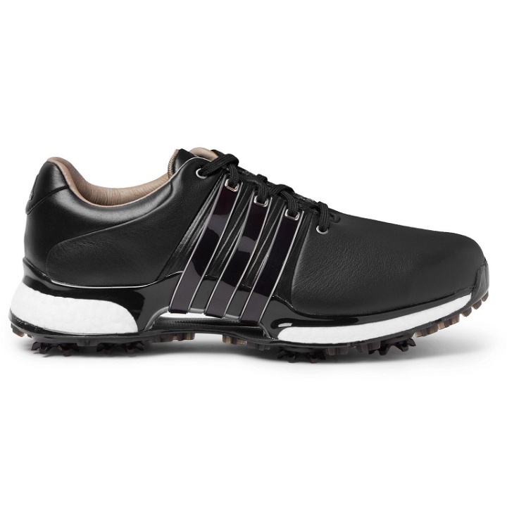 Photo: Adidas Golf - TOUR360 XT PVC and Rubber-Trimmed Leather Golf Sneakers - Black