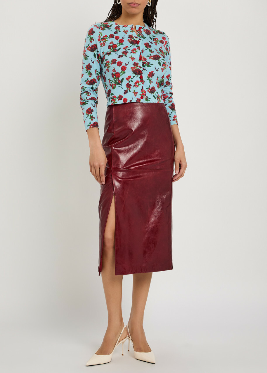 Alice + Olivia Carson Floral Print Stretch-cotton Cardigan Multicoloured