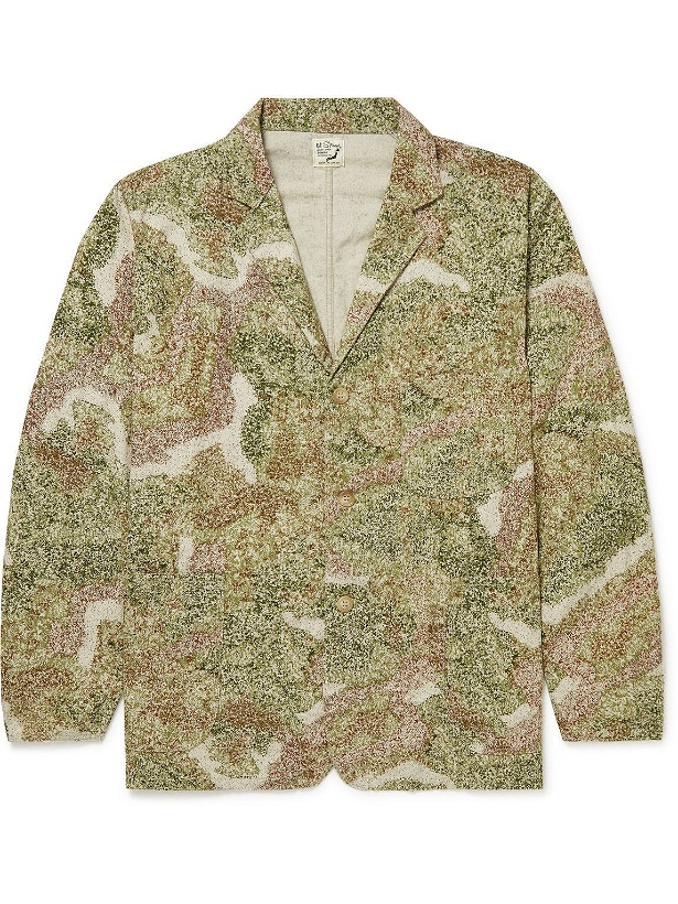 Photo: OrSlow - Printed Cotton and Linen-Blend Canvas Jacket - Green