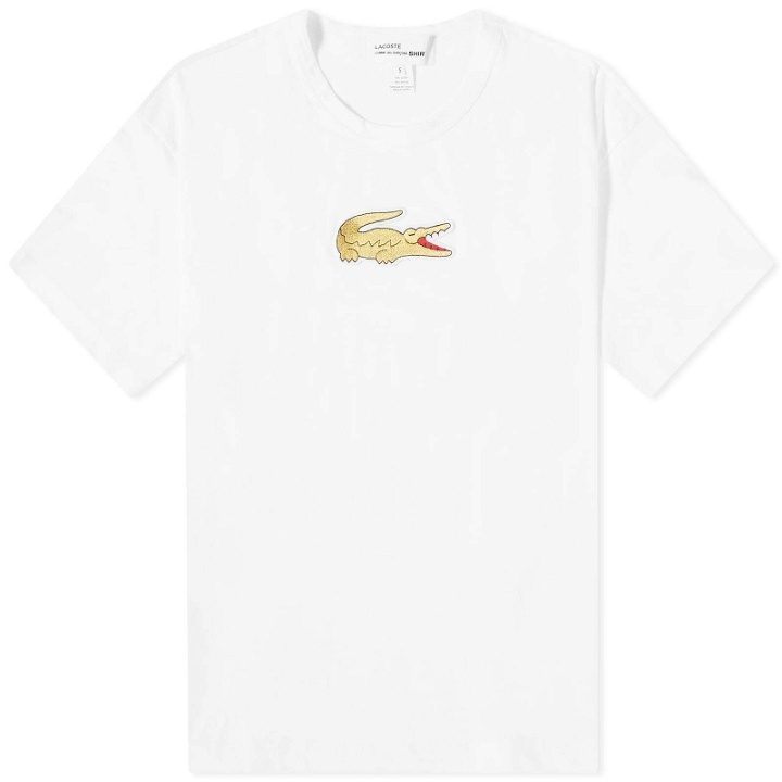 Photo: Comme des Garçons SHIRT Men's x Lacoste Large Croc Logo T-Shirt in White/Gold