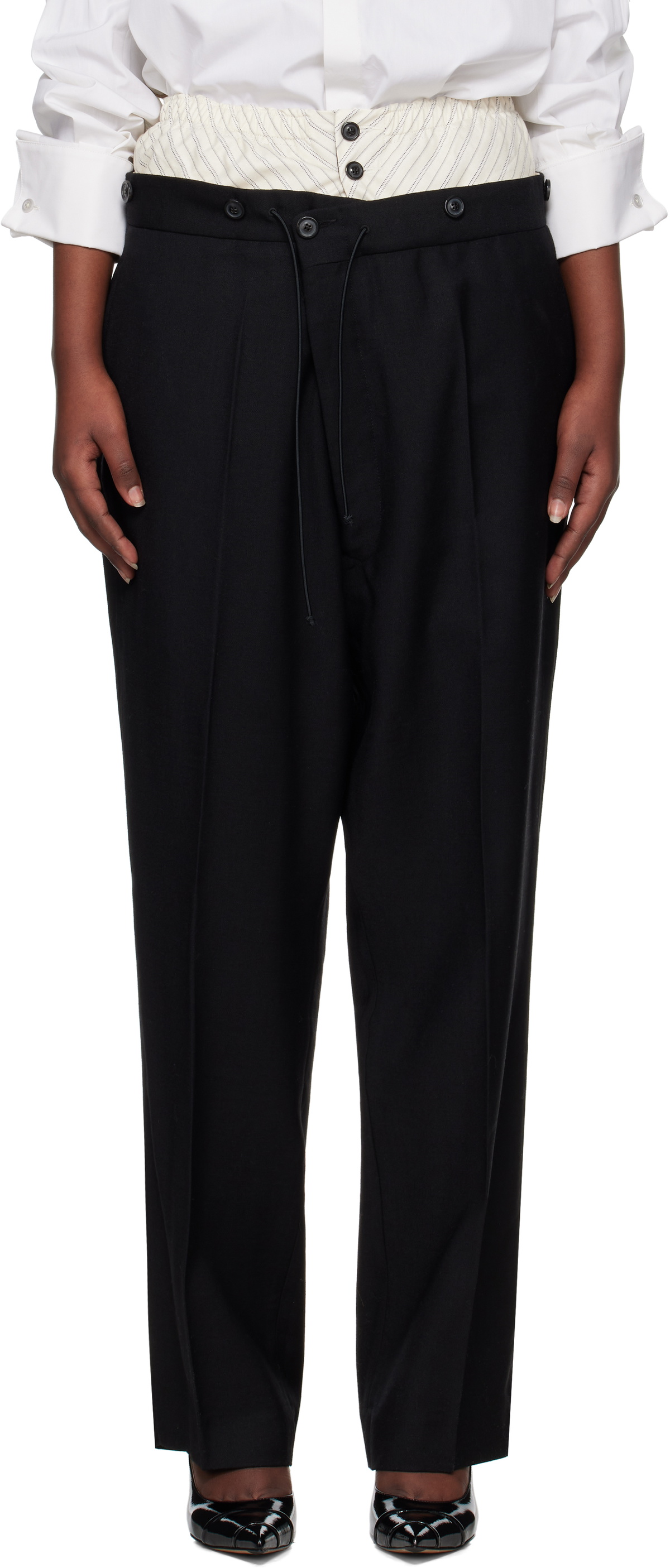 Maison Margiela Black Double-Waist Trousers Maison Margiela