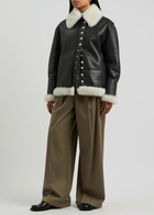 Loewe Womens Black & White Shearling Leather Jacket UK8/S White And Black