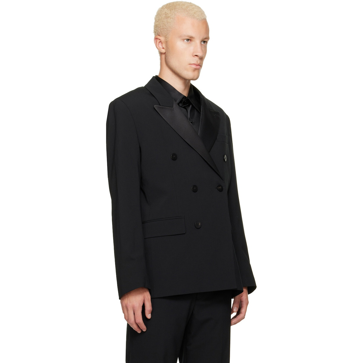 Ernest W. Baker Black Six Button Double Breasted Blazer