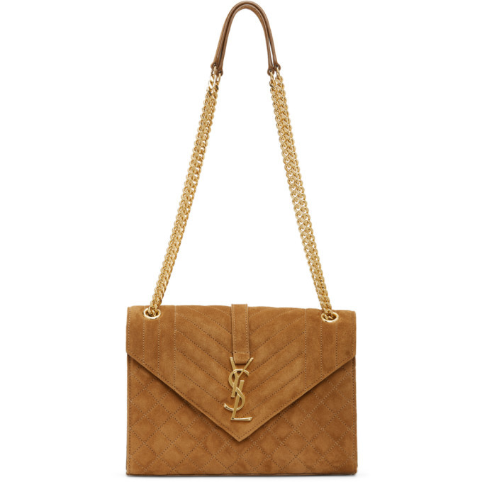 Saint Laurent Tan Medium Suede Envelope Bag Saint Laurent