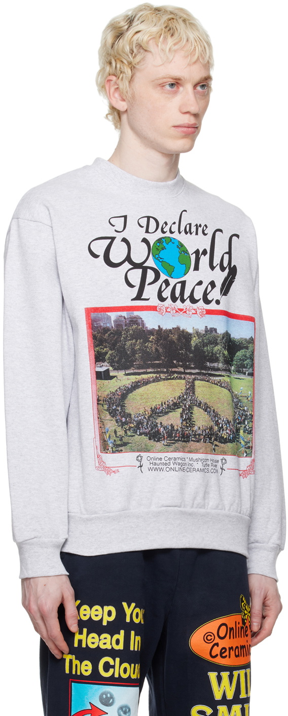 Online Ceramics Gray 'I Declare World Peace' Sweatshirt Online
