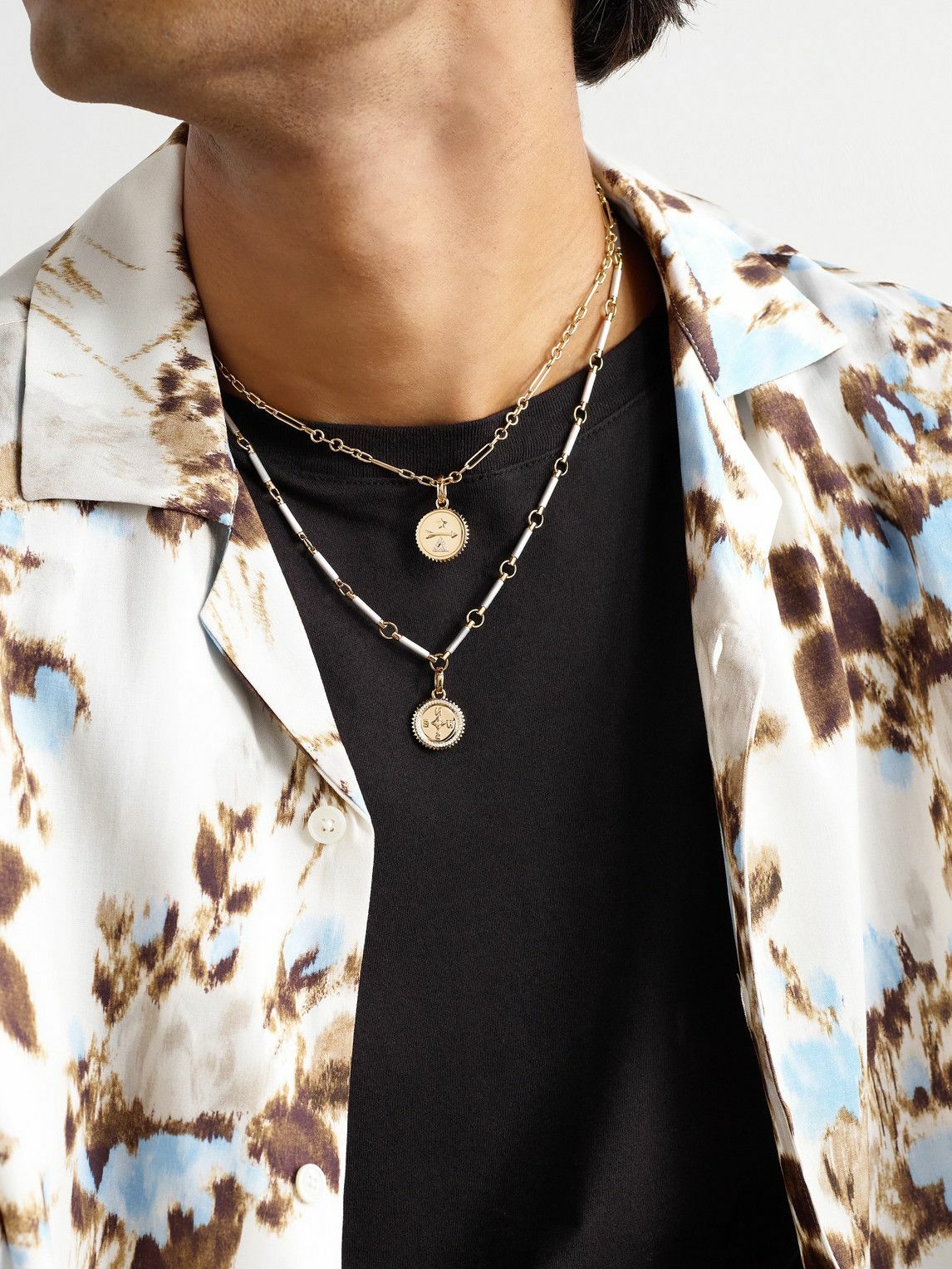 Foundrae - Element Internal Compass Rhodium-Plated 18-Karat White and Yellow Gold Diamond Pendant Necklace