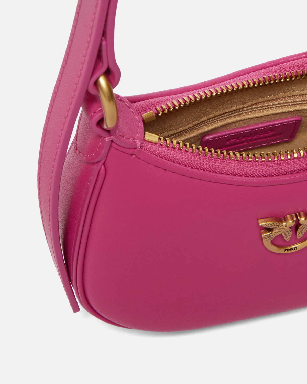 Pinko Half Moon Baby Leather Shoulder Bag Pinko Pink Antique
