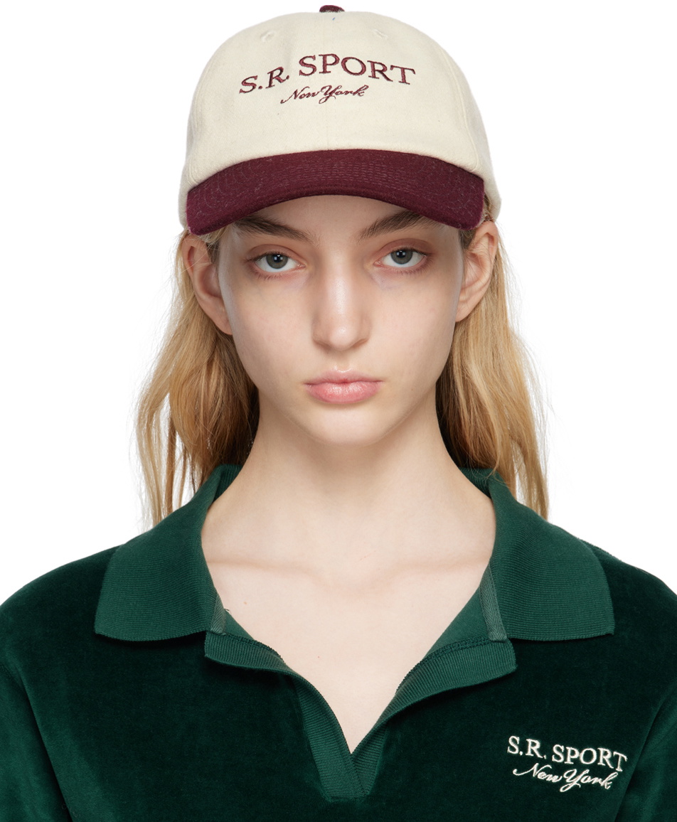 Sporty & Rich Off-White & Burgundy 'S.R. Sport' Cap Sporty