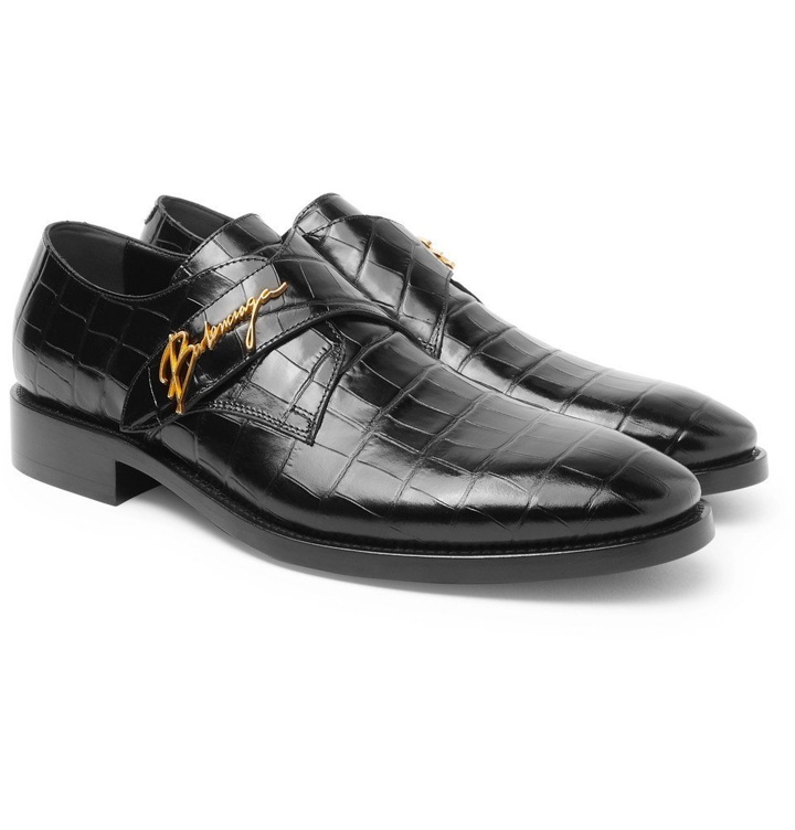 Photo: Balenciaga - Croc-Effect Leather Shoes - Men - Black