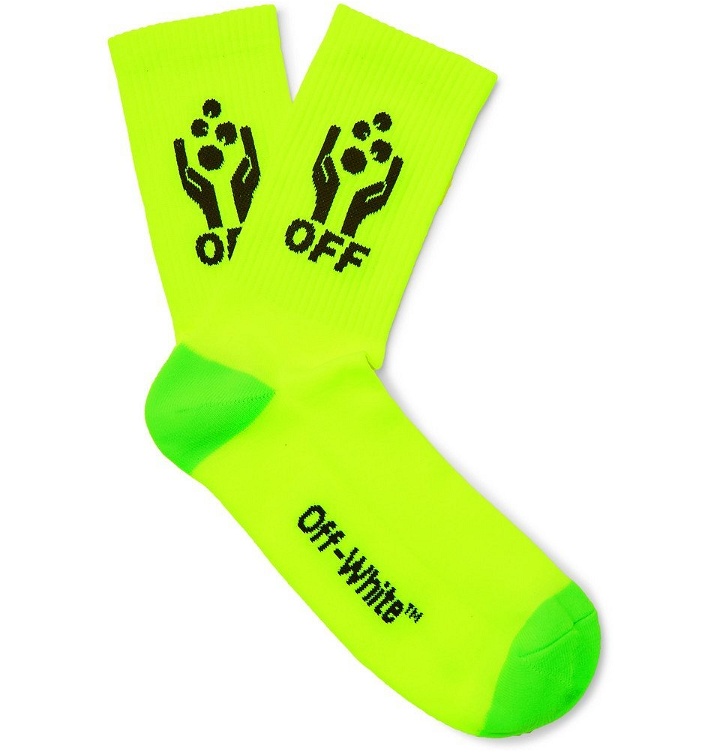 Photo: Off-White - Logo-Intarsia Stretch-Knit Socks - Yellow