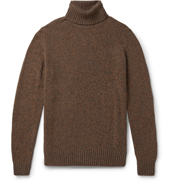 Photo: Loro Piana - Mélange Baby Cashmere Rollneck Sweater - Brown