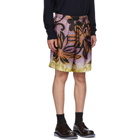 Dries Van Noten Purple and Orange Flower Drawstring Shorts