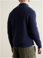 Aspesi - Ribbed Wool Half-Placket Sweater - Blue