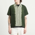 NOMARHYTHM TEXTILE Men's Hand Dye Open Collar Shirt in Forest Green