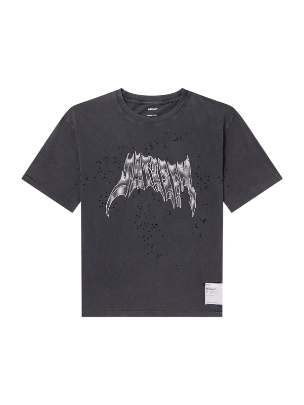 Photo: Satisfy - Logo-Print Distressed MothTech™ Cotton-Jersey T-Shirt - Black