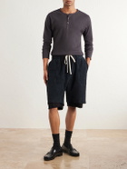 Les Tien - Straight-Leg Cotton-Fleece Drawstring Shorts - Black
