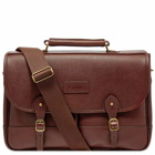 Barbour Men's Leather Briefcase in Dark Brown