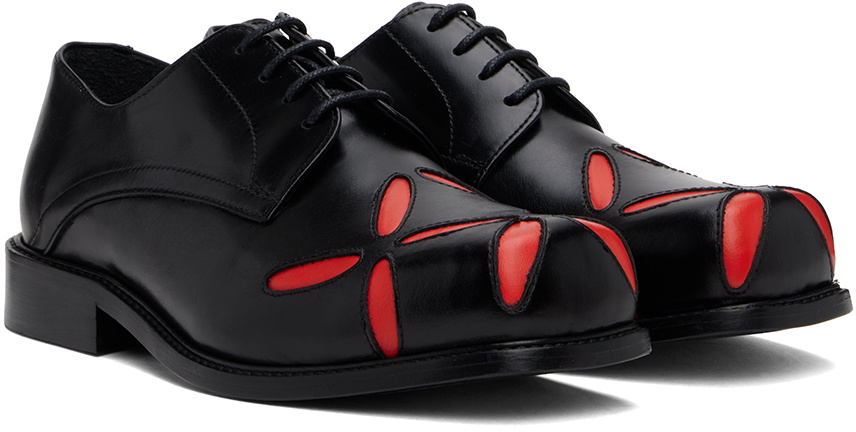 Stefan Cooke Black & Orange Slashed Square Toe Derbys Stefan