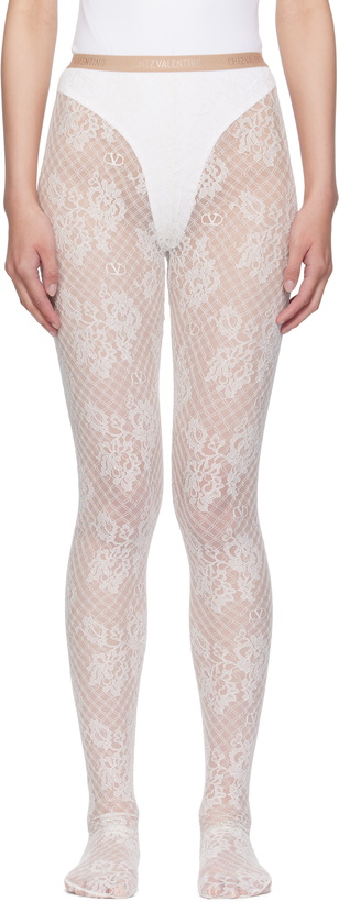 Photo: Valentino Off-White Rebrodé Lace Tights