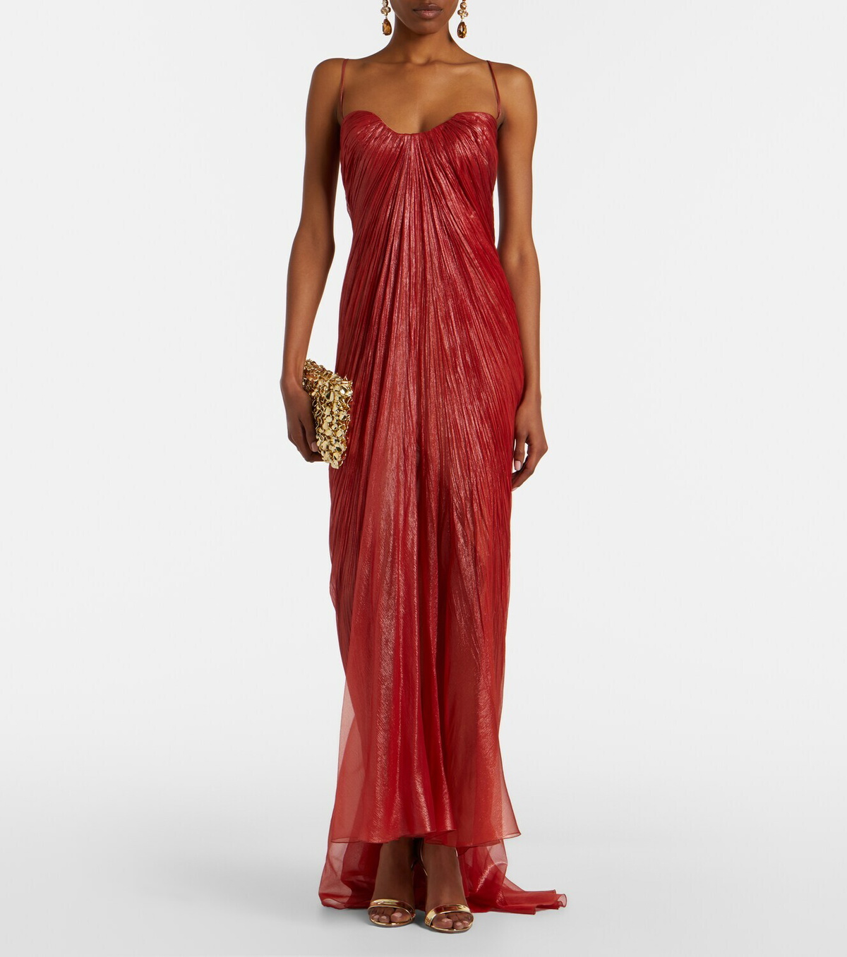Maria Lucia Hohan Victoria pleated silk muslin bustier gown