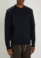 Moncler Grenoble Padded-shoulder Shell and Wool-blend Jumper Navy