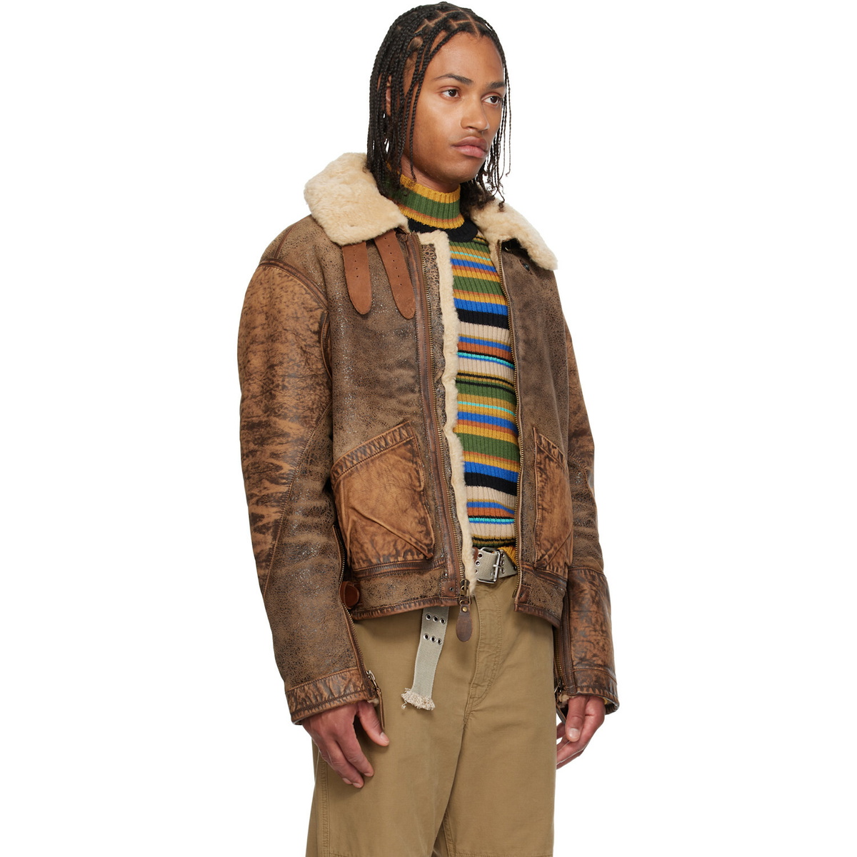 Polo Ralph Lauren Brown Shearling Bomber Jacket