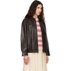 Weekend Max Mara Brown Cose Leather Bomber Jacket