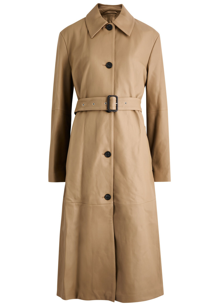 Toteme Belted Leather Coat Beige Toteme Toteme Belted Leather Coat Beige Toteme