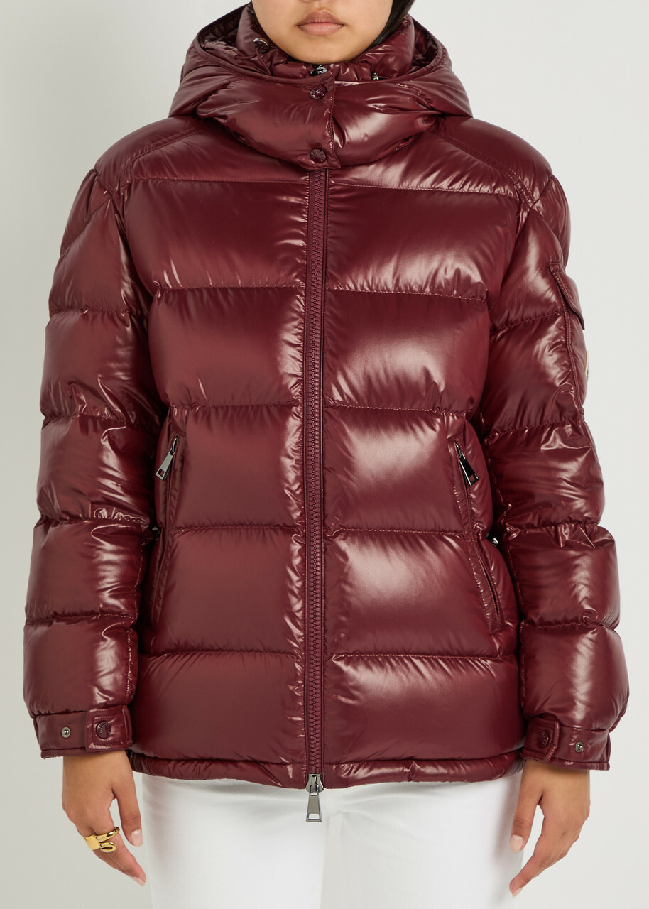 Moncler Maire Padded Hooded Laqué Nylon Jacket Red