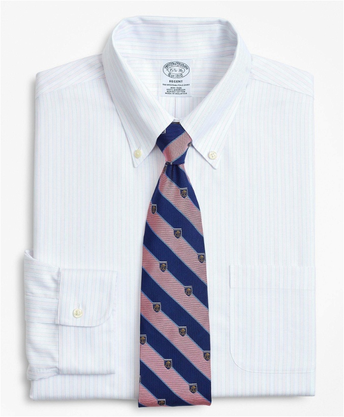Photo: Brooks Brothers Men's Cool Regent Regular-Fit Dress Shirt, Non-Iron Stripe | Pink