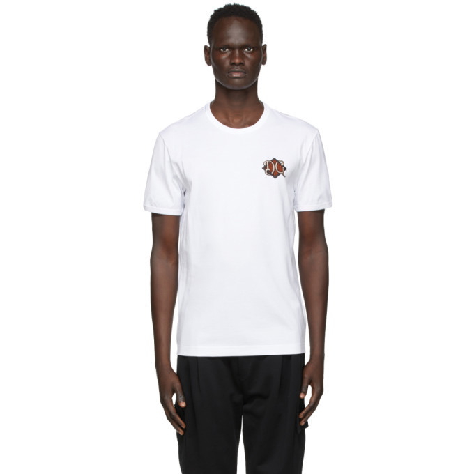 Photo: Dolce and Gabbana White Embroidered Logo T-Shirt