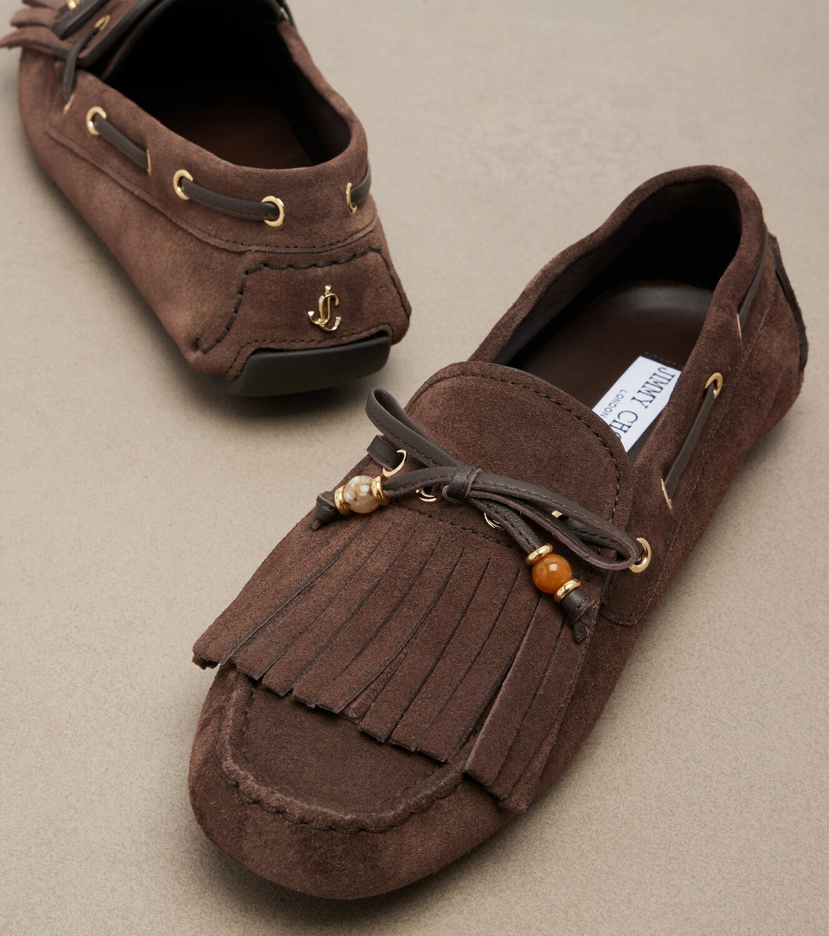 Jimmy Choo Manon fringed suede boat shoes