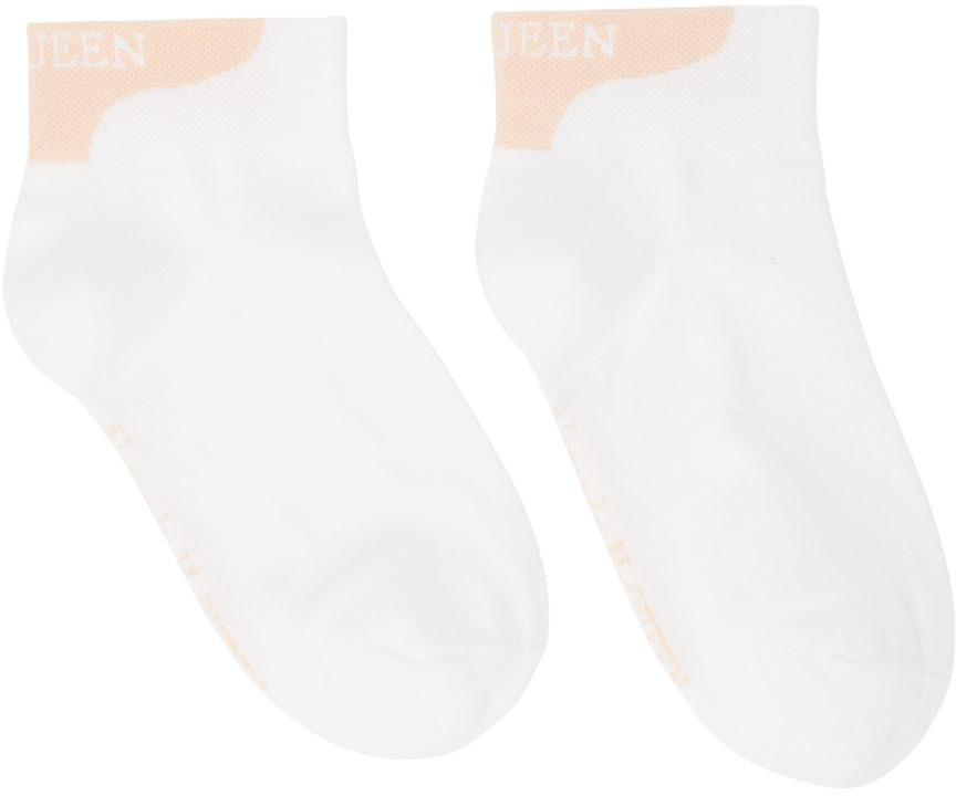 タイツ・ソックス ALEXANDER MCQUEEN Woman Socks White 7793653D17Q 9060 🆕️ALEXANDER MCQUEEN Black/White SKULL Logo COTTON Blend
