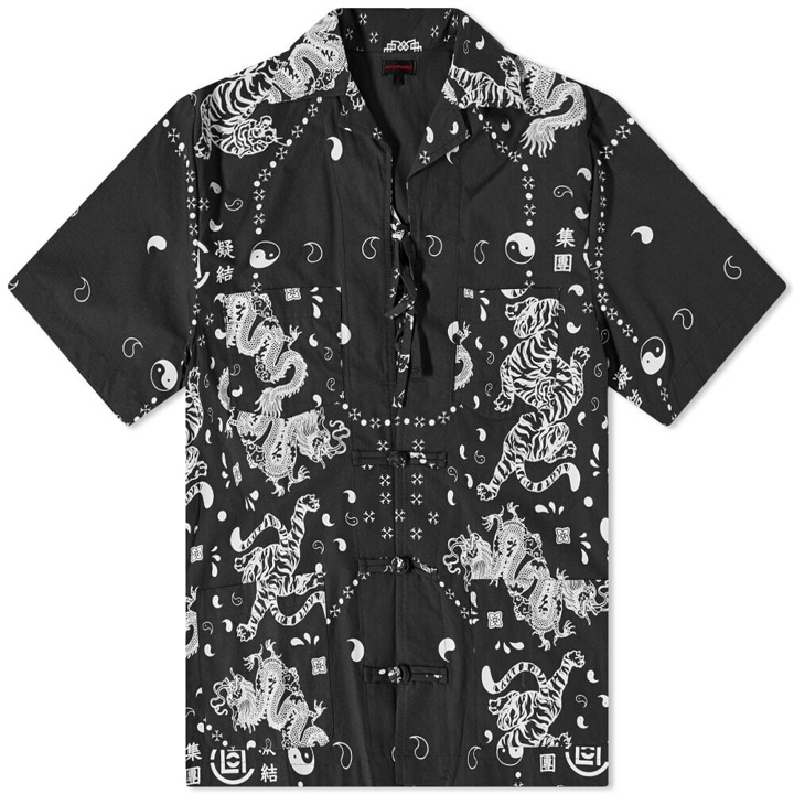 Photo: CLOT Bandana Print Tie Up Vacation Shirt in Black