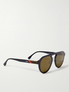 Fendi - Diagonal Aviator-Style Acetate and Silver-Tone Sunglasses