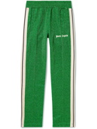Palm Angels - Slim-Fit Striped Logo-Embroidered Lurex Track Pants - Green
