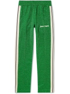 Palm Angels - Slim-Fit Striped Logo-Embroidered Lurex Track Pants - Green