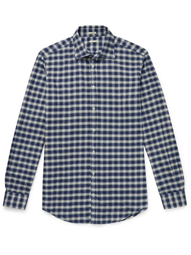 Photo: Massimo Alba - Genova Checked Cotton-Flannel Shirt - Blue