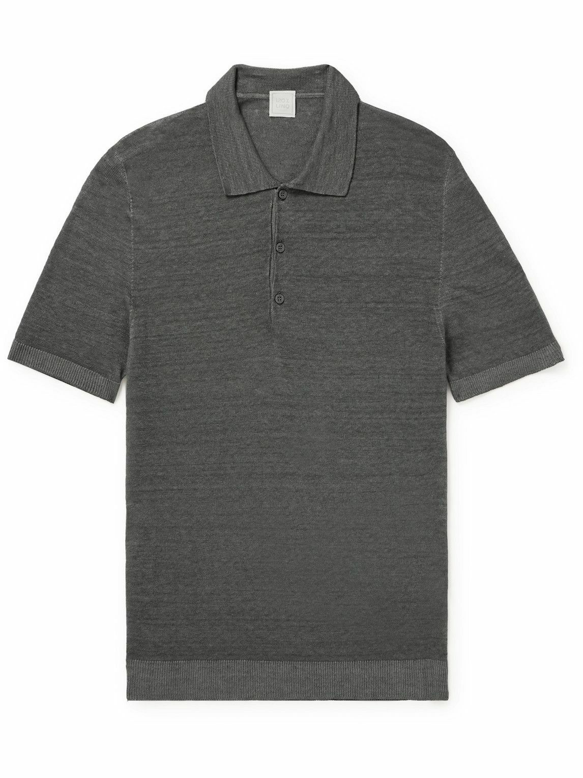 120% - Linen Polo Shirt - Gray 120%