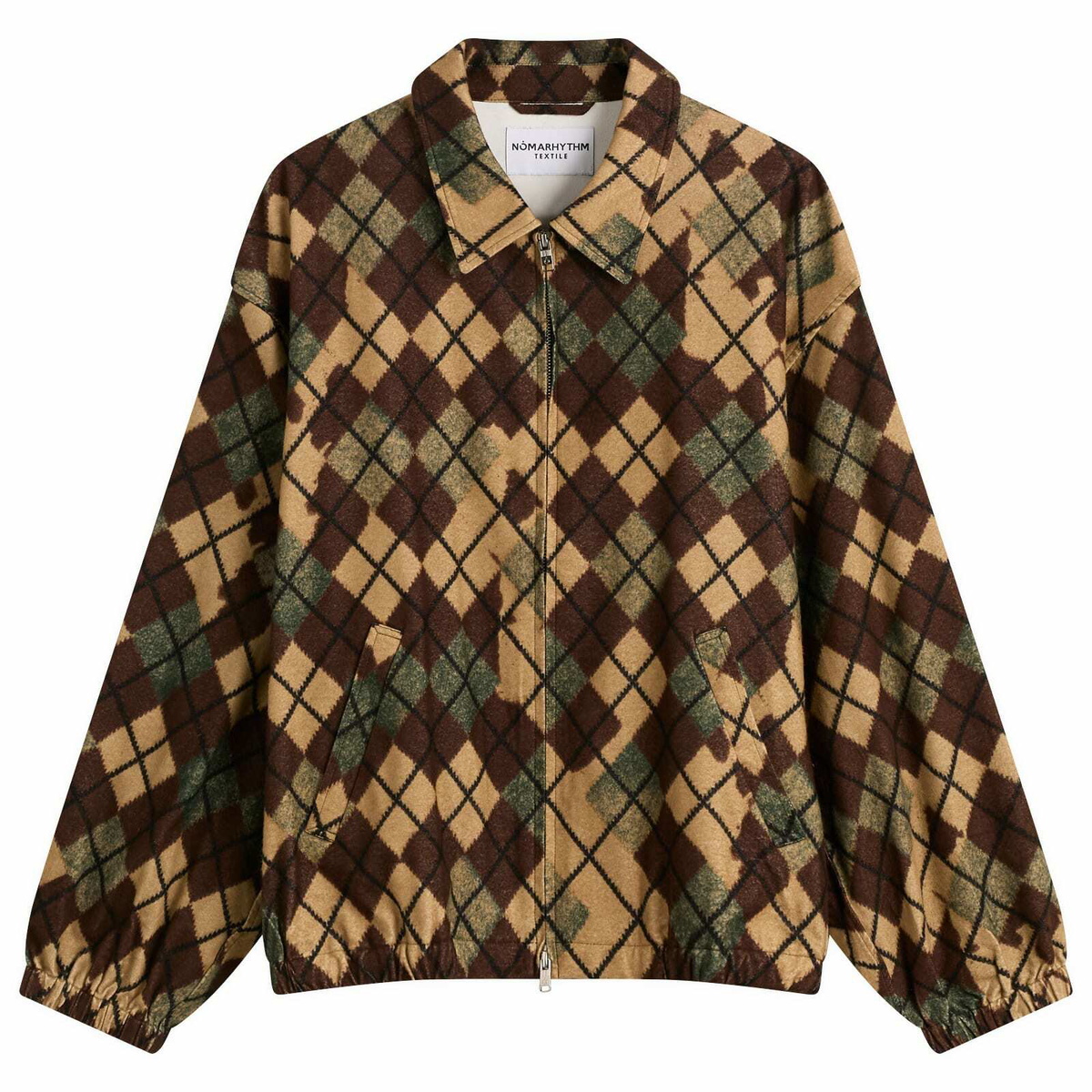 NOMARHYTHM TEXTILE Men's Argyle Zip Jacket in Brown