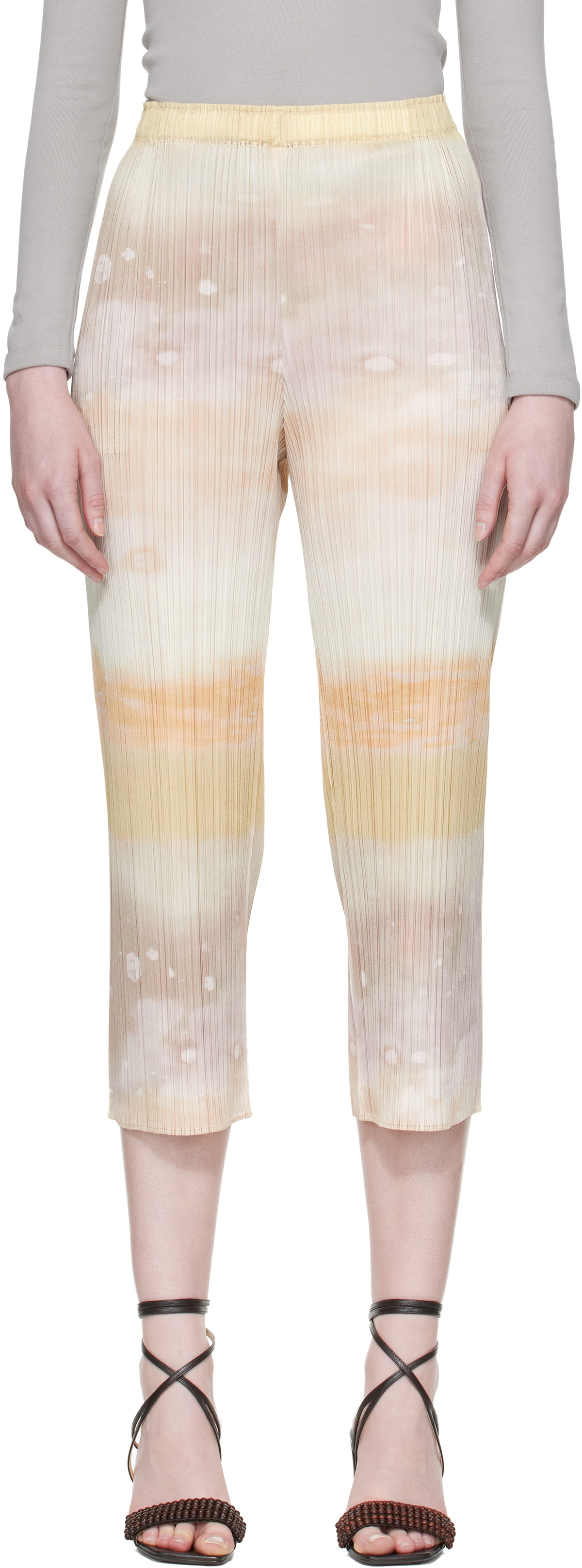 PLEATS PLEASE ISSEY MIYAKE Beige Sea Bubble Trousers