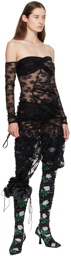 Yuhan Wang Black Floral Midi Dress
