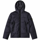 Stone Island Men's Garment Dyed Crinkle Reps Hooded Down Jacket in Navy