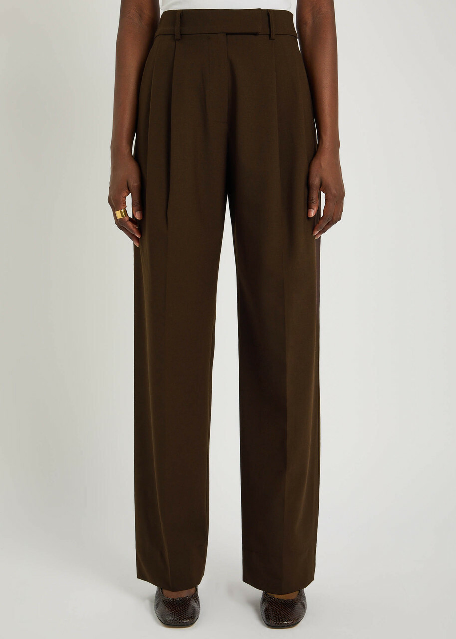 Esse Studios Onus Pleated Woven Trousers Brown